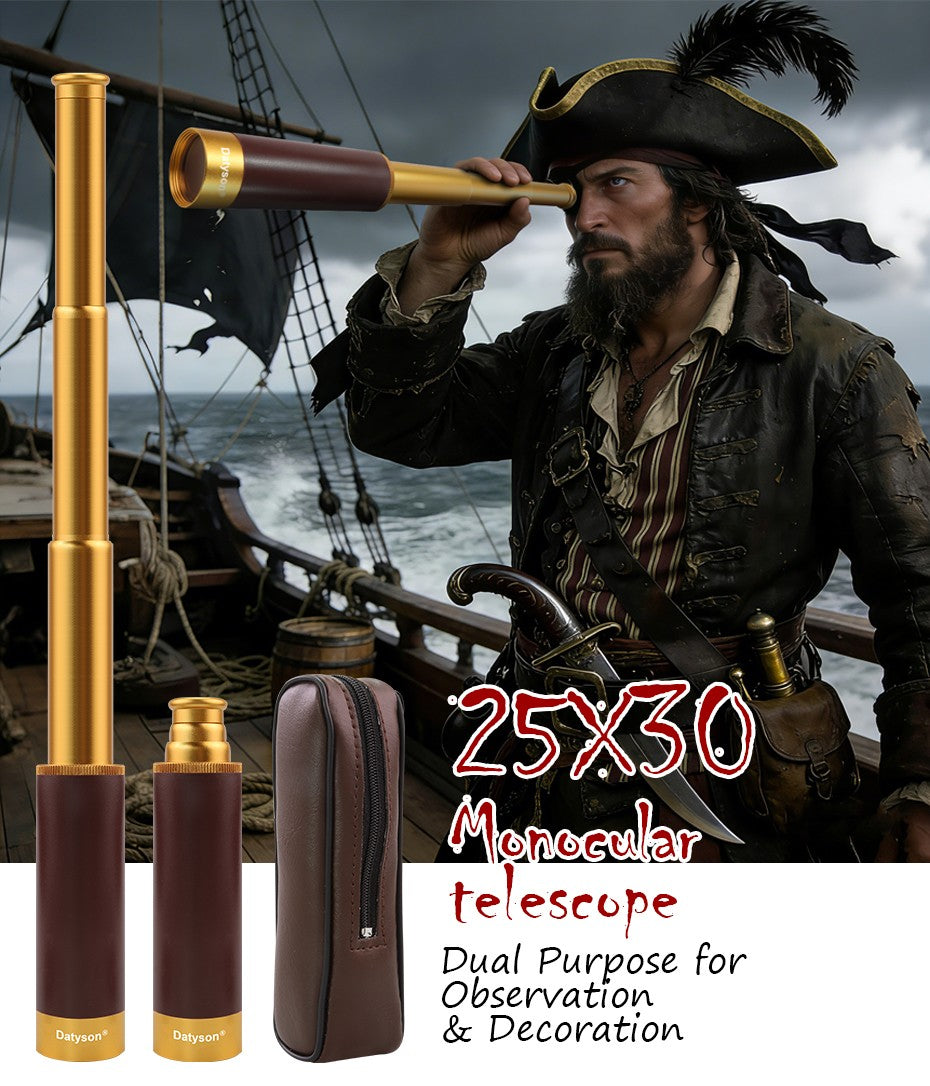 Monóculo Datyson Caribbean Pirate Series 25x30 | Design Telescópico Todo em Metal (Modelo: 5D0008)