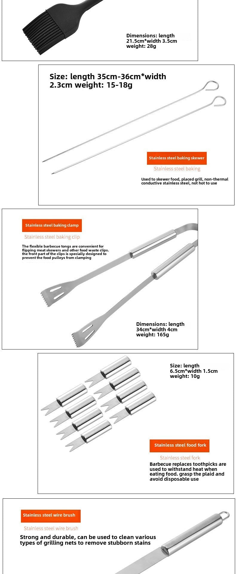 Stainless Steel BBQ Tool Set - Portable Grill Utensils in Oxford Cloth Bag, Complete Outdoor Cooking Kit for Camping &