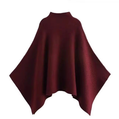 JNLEAOG Casaco de Gola Alta Assimétrica de Malha Feminina para Rua Elegante Fibra de Poliéster Outono Nova Chegada Design de Moda