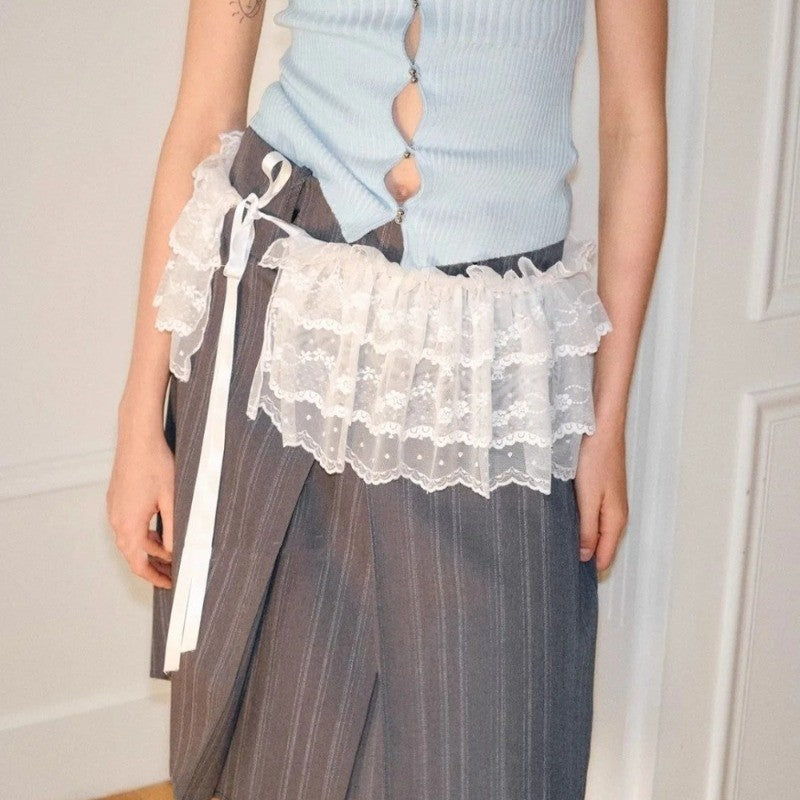 Women Y2K Korean Lace Mini Layered Skirt Streetwear Lace Up Ruffles Harajuku High Waist Pleated Ladies Jupe Skirts Clothes