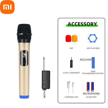 Microfone Sem Fio Xiaomi 2.4G UHF Frequência Fixa 2 Canais Microfone de Mão Para Festa Ao Vivo Karaokê Reunião Profissional