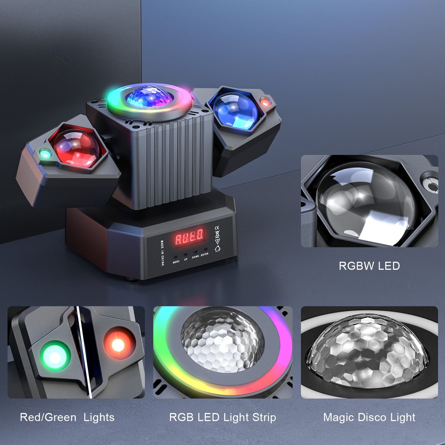 Datewink 65W Two-armed Moving Head Lights RGBW LED Stage Lighting Effect Projector DMX Remote Control For DJ Disco Wedding Party