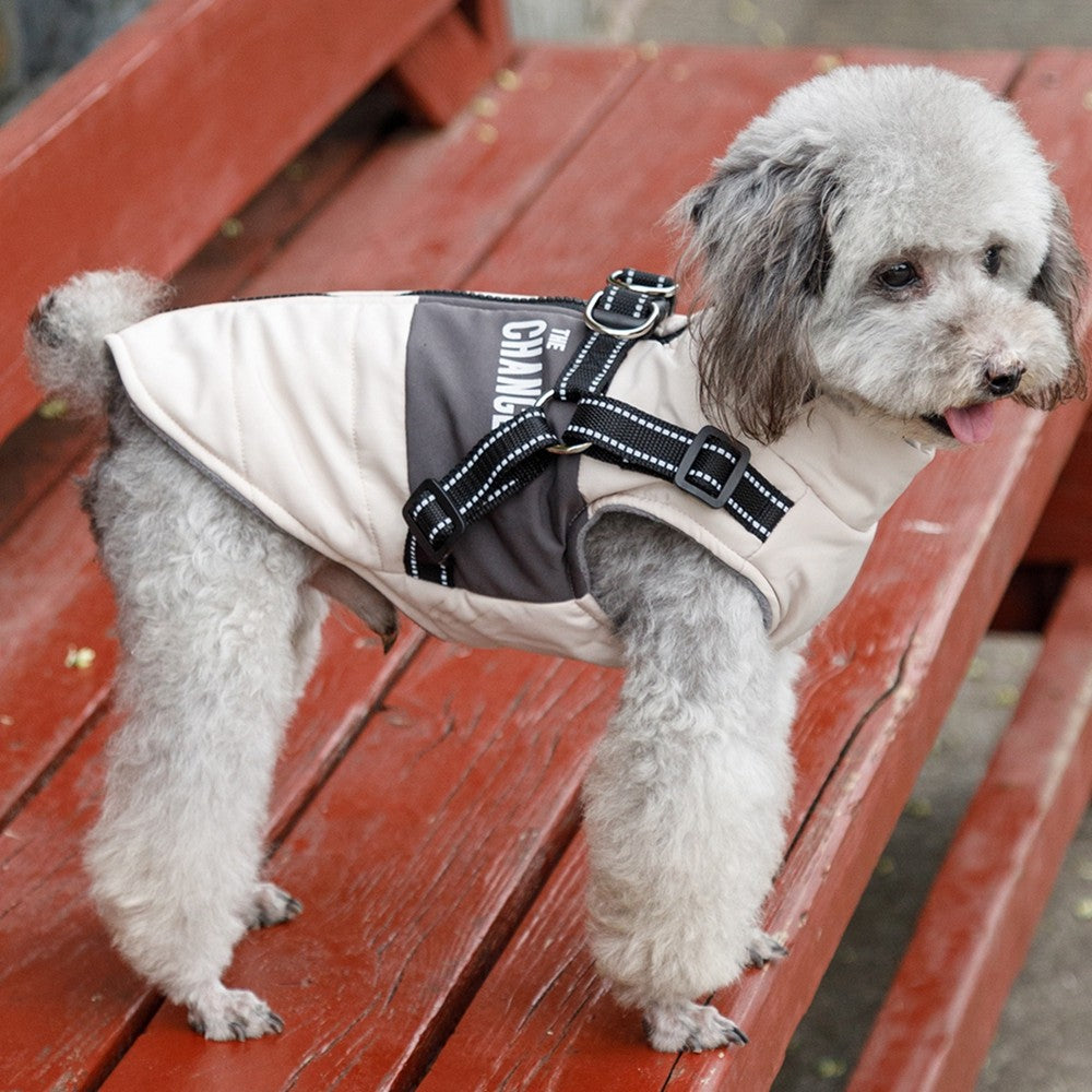 Casaco Quebra-Vento para Cães com Colete e Dois Anéis em D Jaqueta para Cães Casaco com Capuz Quente Roupa Quente para Cães