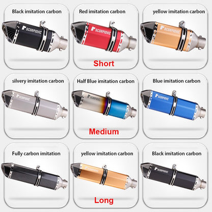 Universal Motorcycle 51mm Exhaust Pipe Carbon Fiber Muffler Exhaust Pipe db Killer Length300mm/ 370mm/ 470mm Multicolour Exhaust