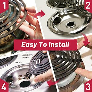 W10196405 W10196406 Stove Burner Drip Pans for Electric Stove Top-Compatible with Whirlpool Electric Range-Thickening to Prevent