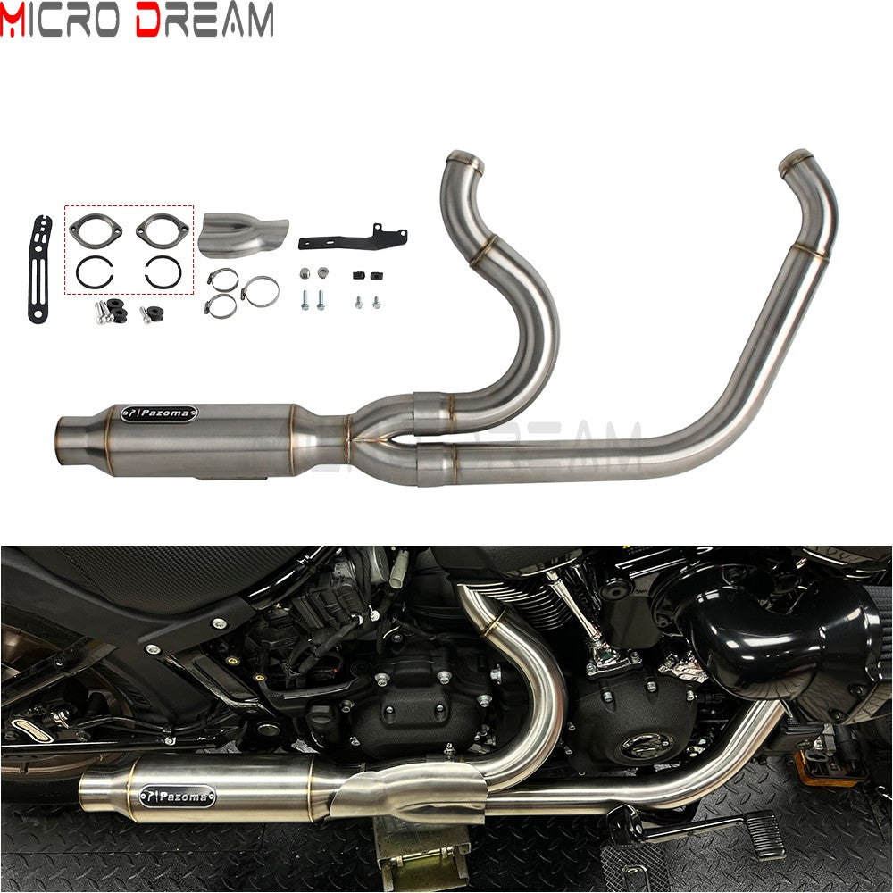 For Harley Softail Low Rider ST FXLRST 117 2025-26 Full Complete Exhaust System Swept-up Muffler Motorcycle Exhaust Pipes 2-In-1