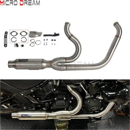 For Harley Softail Low Rider ST FXLRST 117 2025-26 Full Complete Exhaust System Swept-up Muffler Motorcycle Exhaust Pipes 2-In-1