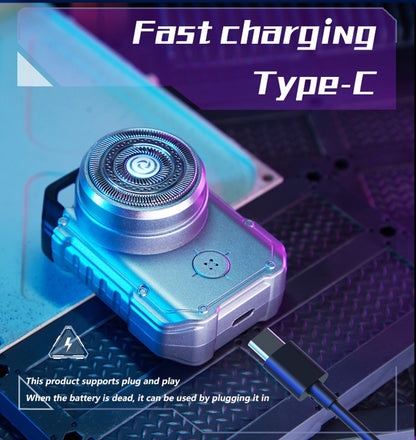 Electric MINI Travel Shaver Razor For Men Rechargeable IPX7 Waterproof Punk Mecha Design Pocket Face Beard Knife With Key Ring