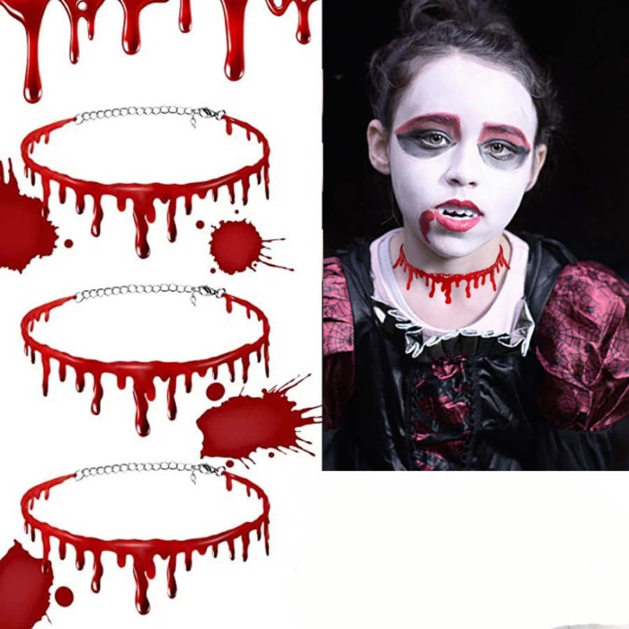 Halloween Decoration Horror Blooddrop Necklace Fake Blood Vampire Fancy Bloody Necklace Female Necklace Fear Blooddrop Necklace