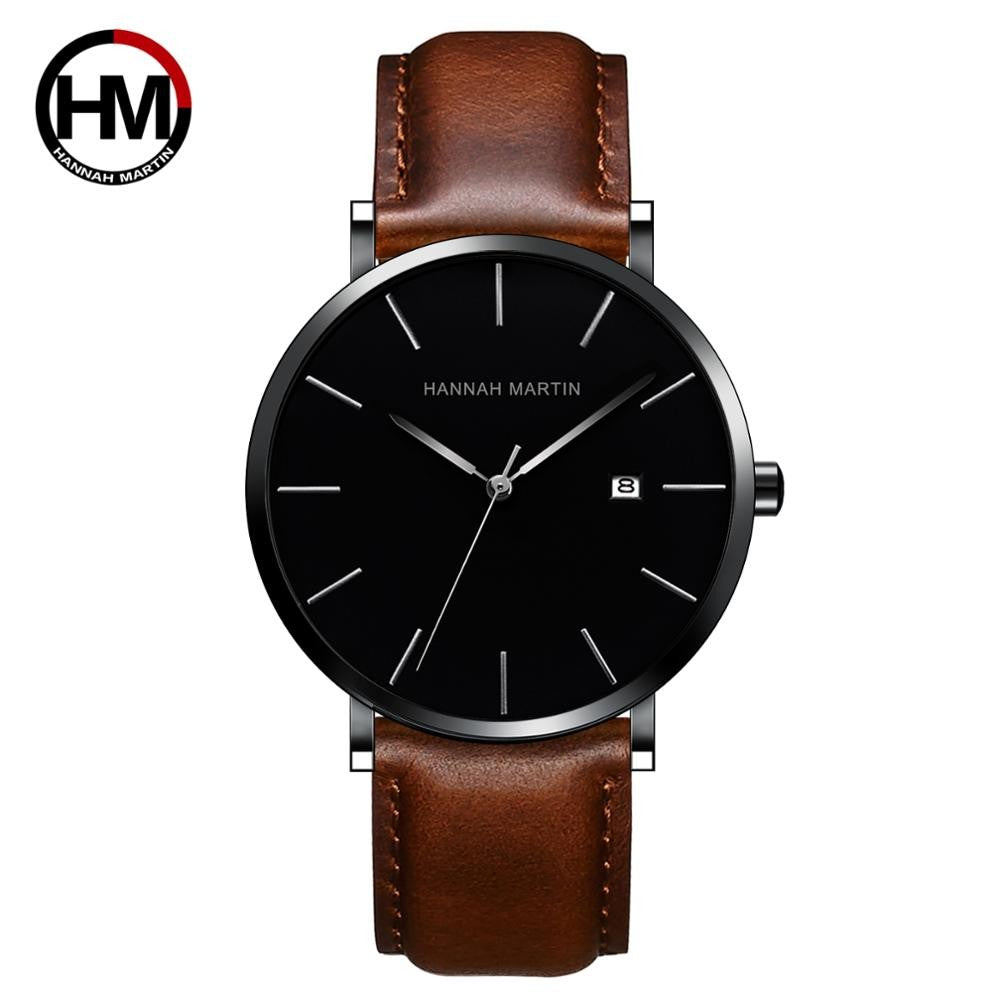 Classic Bauhaus Design Men Watch Dark Blue  Japan Quartz Waterproof Stainless Steel Fashion Business Calendar Ultra Thin Watches