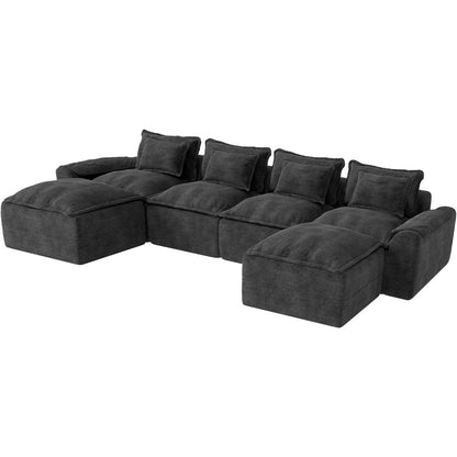 152" Cloud Modular Sectional – U-Shaped 4-Seater Couch with Ottomans, Deep Seat & Removable Cover for Living Room?