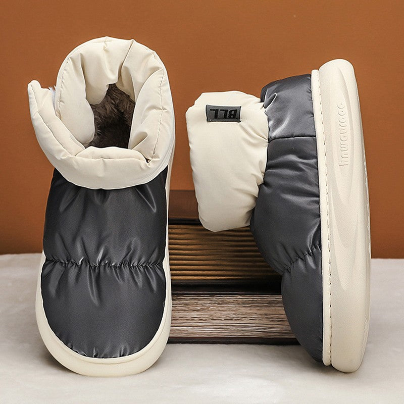 Outdoor Plush Warm Men's Snow Boots Winter Couple Cotton Shoes Down Non-Slip Waterproof Fashion Kids Shoes Slip on Soft Sneakers