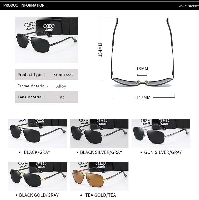 Audi Polarized UV400 Driving Sunglasses for Men/Women Square Frame Glasses Wholesale Gift for Auto Enthusiasts 557