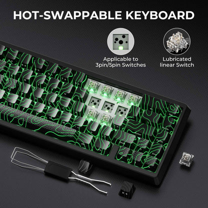 Teclado Mecânico XVX M67 JadeStone com Teclas IMD-Tech Hot Swappable Design Gasket Teclado com Retroiluminação RGB Personalizada Tri-Modo