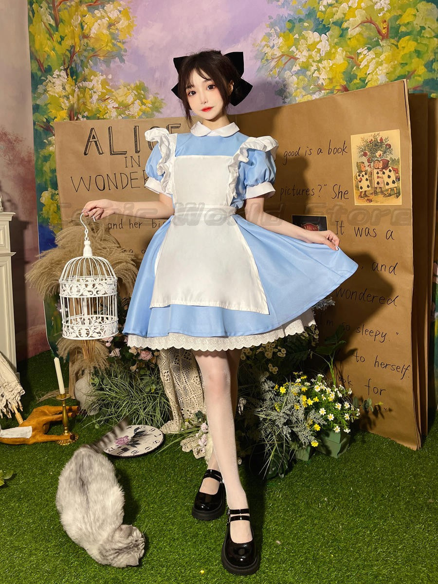 Lolita Dress Maid Apron Fantasia Halloween Carnival Party Costume for Women Masquerade Party Alice In Wonderland Cosplay Costume