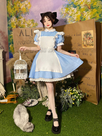 Lolita Dress Maid Apron Fantasia Halloween Carnival Party Costume for Women Masquerade Party Alice In Wonderland Cosplay Costume