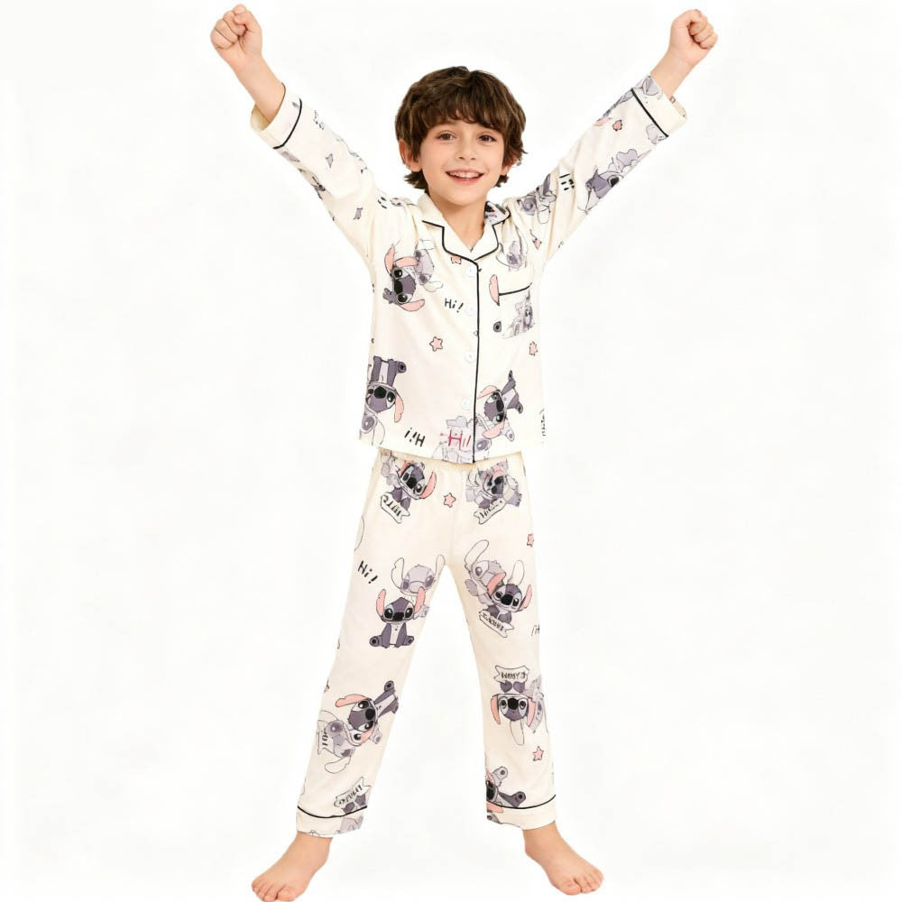 Children's Full Sleeve Button Down 2piece Kuromi Girls Pajamas Sets Boys Cinnamorolls Pyjamas Suits Kids Loungewear Homewear