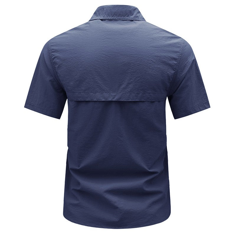 Summer Men Short Sleeve Cargo Breathable Shirt Man Casual Tactic Multi Pocket Shirts Men Outdoor Hike Safari Work Shirt Top Polo