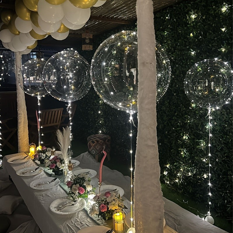 5 Sets LED Glow Balloons 20 Inch Clear Light Up Bobo Balloon with 3M String Lights Party Wedding Birthday Christmas Decoration