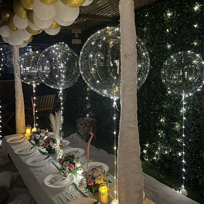 5 Sets LED Glow Balloons 20 Inch Clear Light Up Bobo Balloon with 3M String Lights Party Wedding Birthday Christmas Decoration