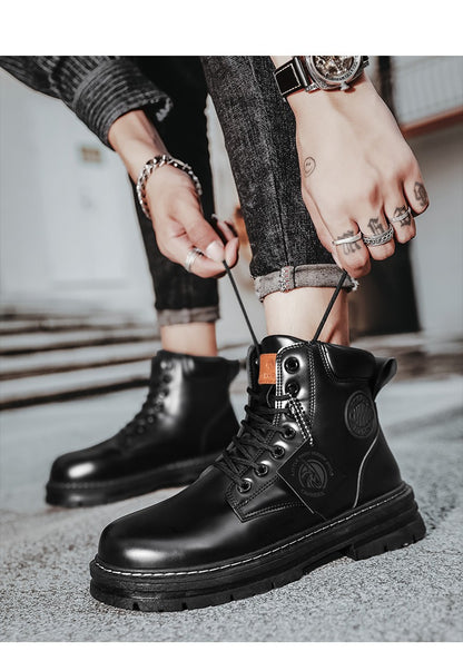 Botas Masculinas Grandes 48 Botas de Motocicleta Cano Curto Masculinas Impermeáveis para Caminhada Chelsea de Inverno Botas Retrô Confortáveis Botas Masculinas