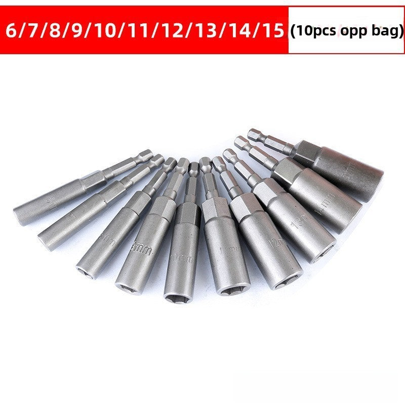 Conjunto de Bits de Impacto com Chave de Porca de 80mm de Comprimento e Profundidade 5.5-19MM Adaptador de Soquete para Ferramentas Elétricas Haste Hexagonal de 6.35MM