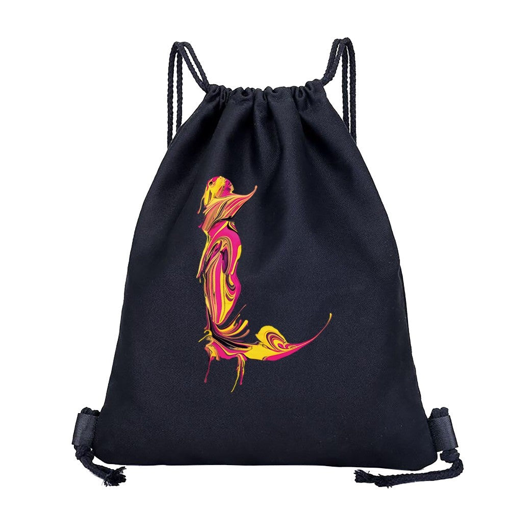 26 Initials Print Drawstring Bag Backpack Men and Women Beach Sports Travel Backpack Kid Gift Supplies Bag Portable Sundries Bag