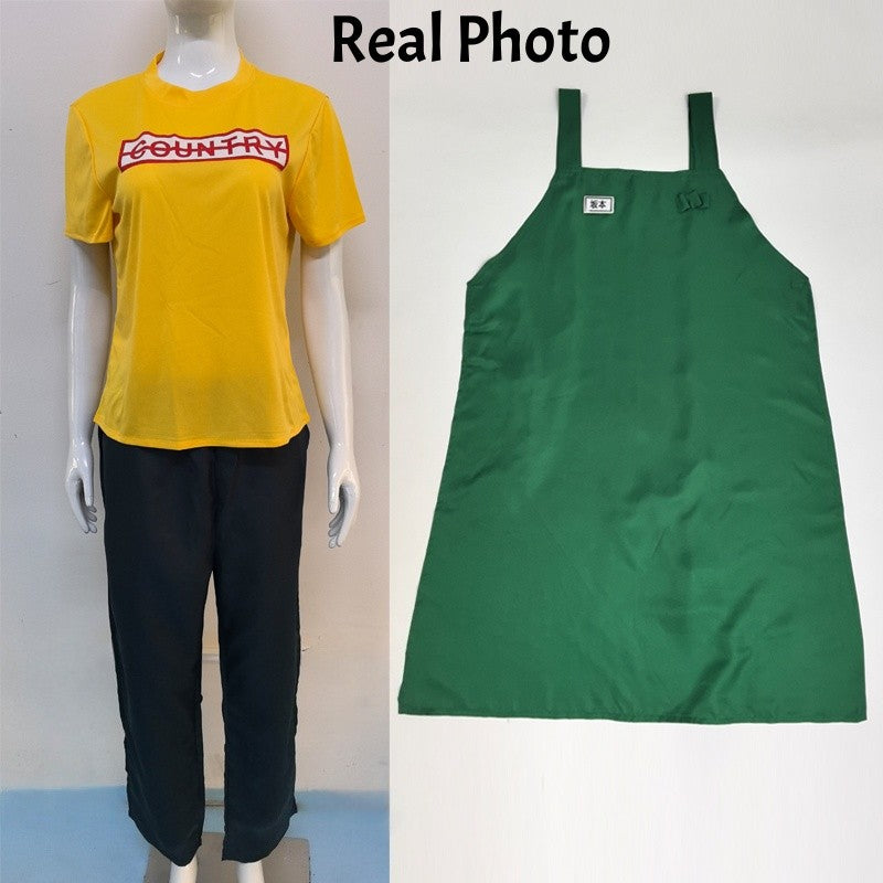 Anime Sakamoto Days Taro Sakamoto Cosplay Costume Yellow Retired T-Shirt Green Apron Glasses Halloween Party Suit For Men
