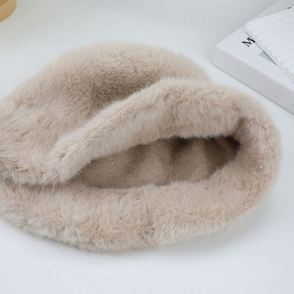 Hot Sale Fluffy Faux Fur Bucket Hats Women Warm Thick Plush Winter Hat Lady Fashion Fisherman Cap Korean Furry Bucket Hat Y2k