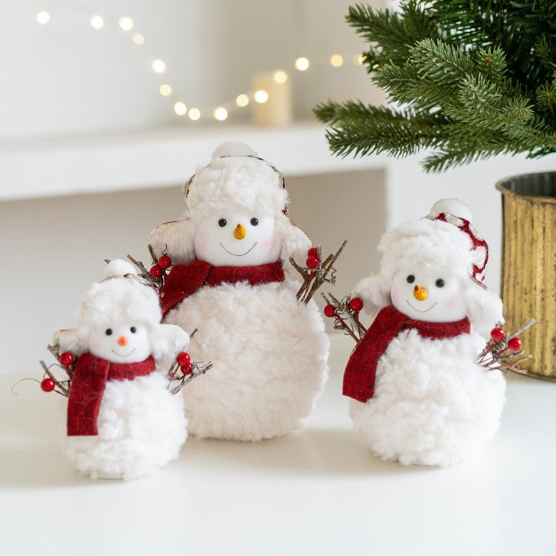 Home decoration new plush knitted Christmas snowman doll ornament Christmas desktop atmosphere ornament