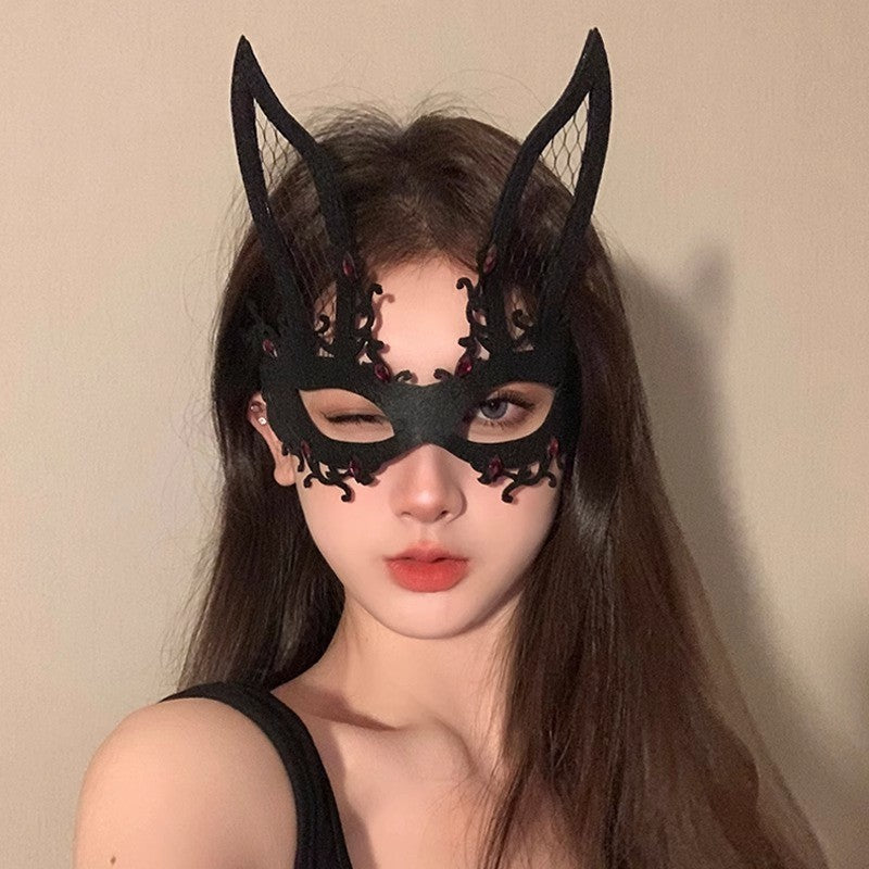Halloween Black Half Face Mask Girl Eye Mask Lace Mask Party Masquerade Party Dress Up