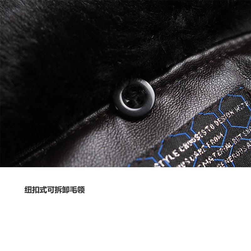 2023 Winter Vintage A2 leather jacket men streetwear Removable fur flight motorcycle bomber padded air force coat
