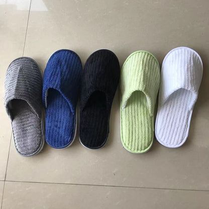 5 Pairs/Lot Mix Colors Men Women Disposable Hotel Slippers Cotton Slides Home Travel SPA Slipper Hospitality Cheap Footwear