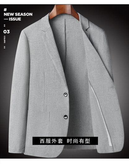 2024 Summer Ice Silk Blazers Elasticity Men's Thin Windbreak Classic Solid Color Casual Business Suit Jackets Office Social Coat