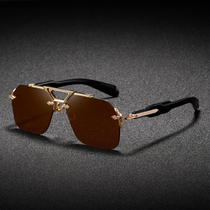 Novos Óculos de Sol Masculinos Steampunk Design de Haste Dupla Óculos de Piloto Sem Aro Proteção UV Óculos de Proteção Retrô