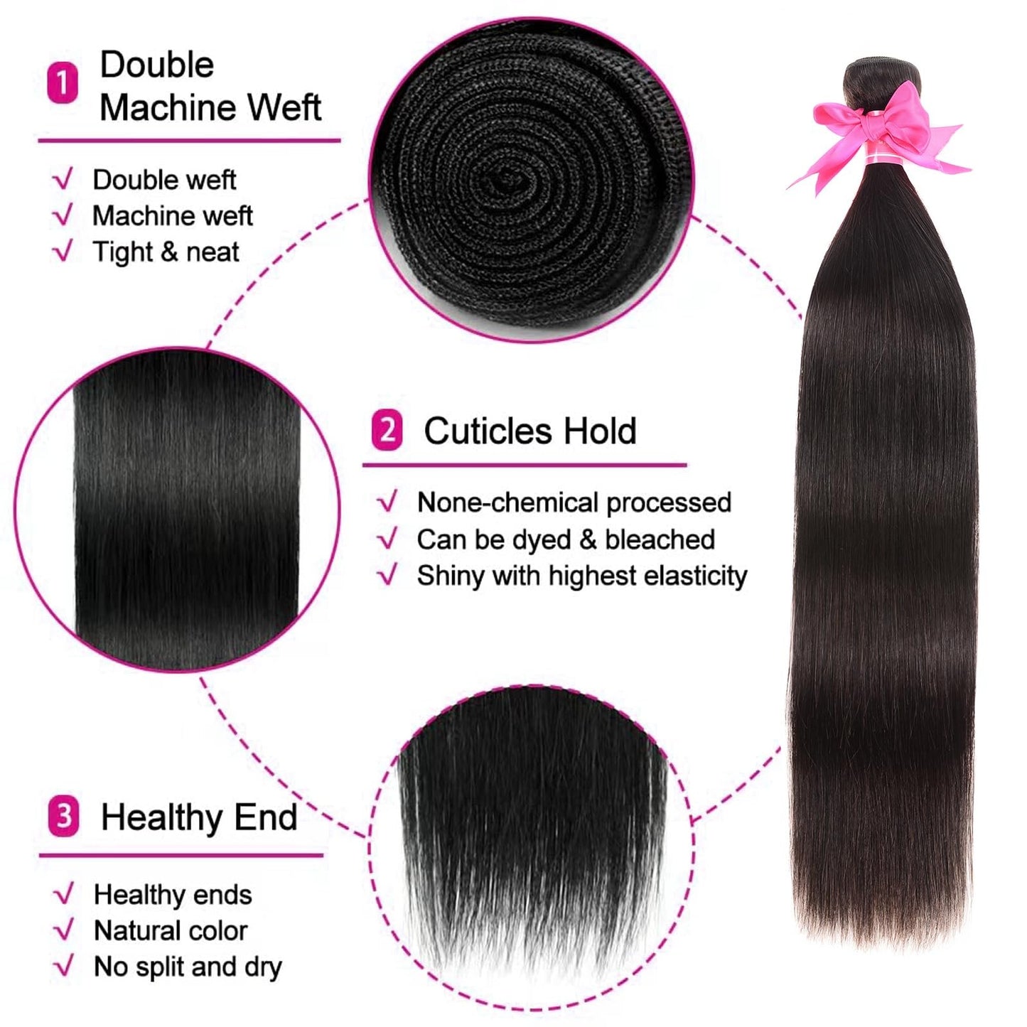 Cabelo Humano Liso em Trama 12A Cabelo Humano 4 Tufos Cabelo Liso 20 22 24 26 Polegadas Extensões de Cabelo Humano Brasileiro Virgem em Promoção