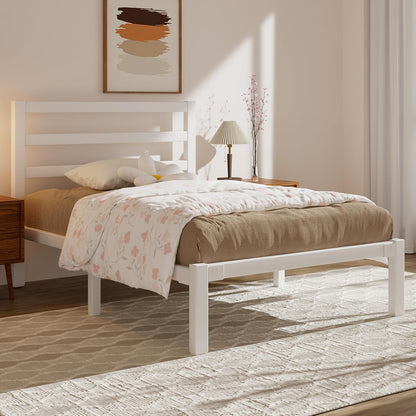 Twin Size Bed Frame, Metal Platform Bed Frame with Headboard, Mattress Foundation with Spacious Underbed Storage, No Box Spring