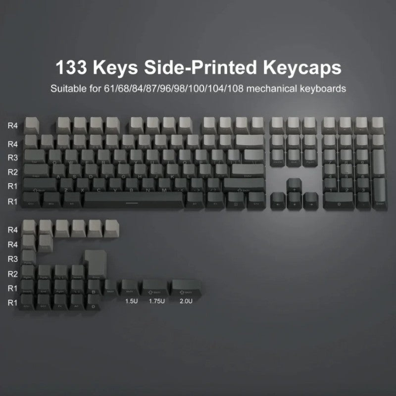 Novas Teclas 133 Gradiente Verde Shine Through Keycaps Impressão Lateral PBT Keycap Perfil Cherry Double Shot para Teclados Mecânicos