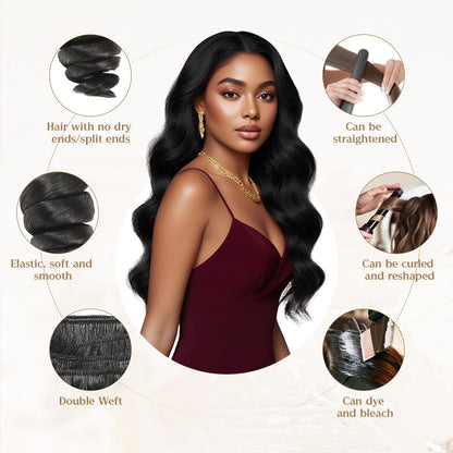 Wacur 12A Cabelo Humano Ondulado Solto Tecer Extensão Trançada 12-30 polegadas Preto Natural 100% Cabelo Virgem Remy Para Mulheres