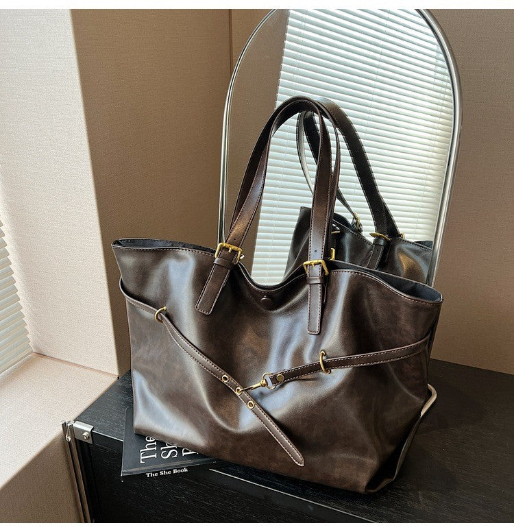 Retro Big PU Leather Shoulder Bag for Women 2025 Winter Trend New Y2K Fashion Handbags Females Travel Luxury Tote Bag  bolsas