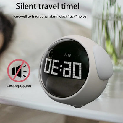 Cute Digital Emoji Alarm Clock with 5Voices Snooze Function Date Temperature 12/24 Hours Clock with Voice Activated Night Light