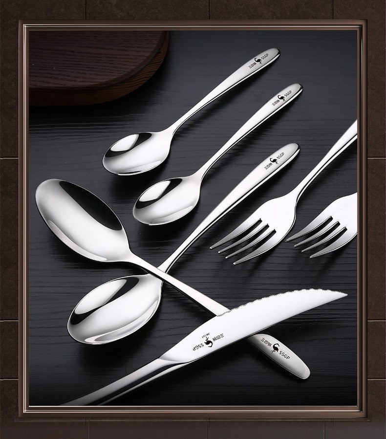 Conjunto de Talheres de Luxo Clássico em Aço Inoxidável 316 Certificado LFGB Garfo Faca Concha para Bife Acessórios de Mesa para Casamento