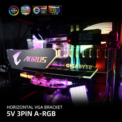 Suporte para GPU de Alumínio Aorus 5V3Pin VGA Holder RGB MSI ROG NVIDIA A-RGB Suporte Horizontal para Placa de Vídeo Metal AURA 12V