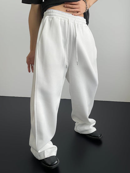 European and American men's waist trousers waist drawstring straight wide-leg loose trousers sports trousers pocket men pants