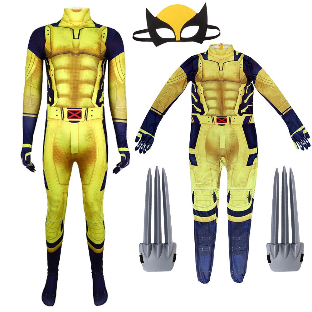 Wolverine Logan Battle Suit Claws Mask DEADPOOL 3 Movie Character Kids Adults Role Play Costume Wolf Paws Bodysuit Comic Con