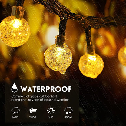 Solar String Lights Outdoor 200 LED Crystal Globe Lights Waterproof Solar Festoon Fairy Light for Garden Christmas Party Decor