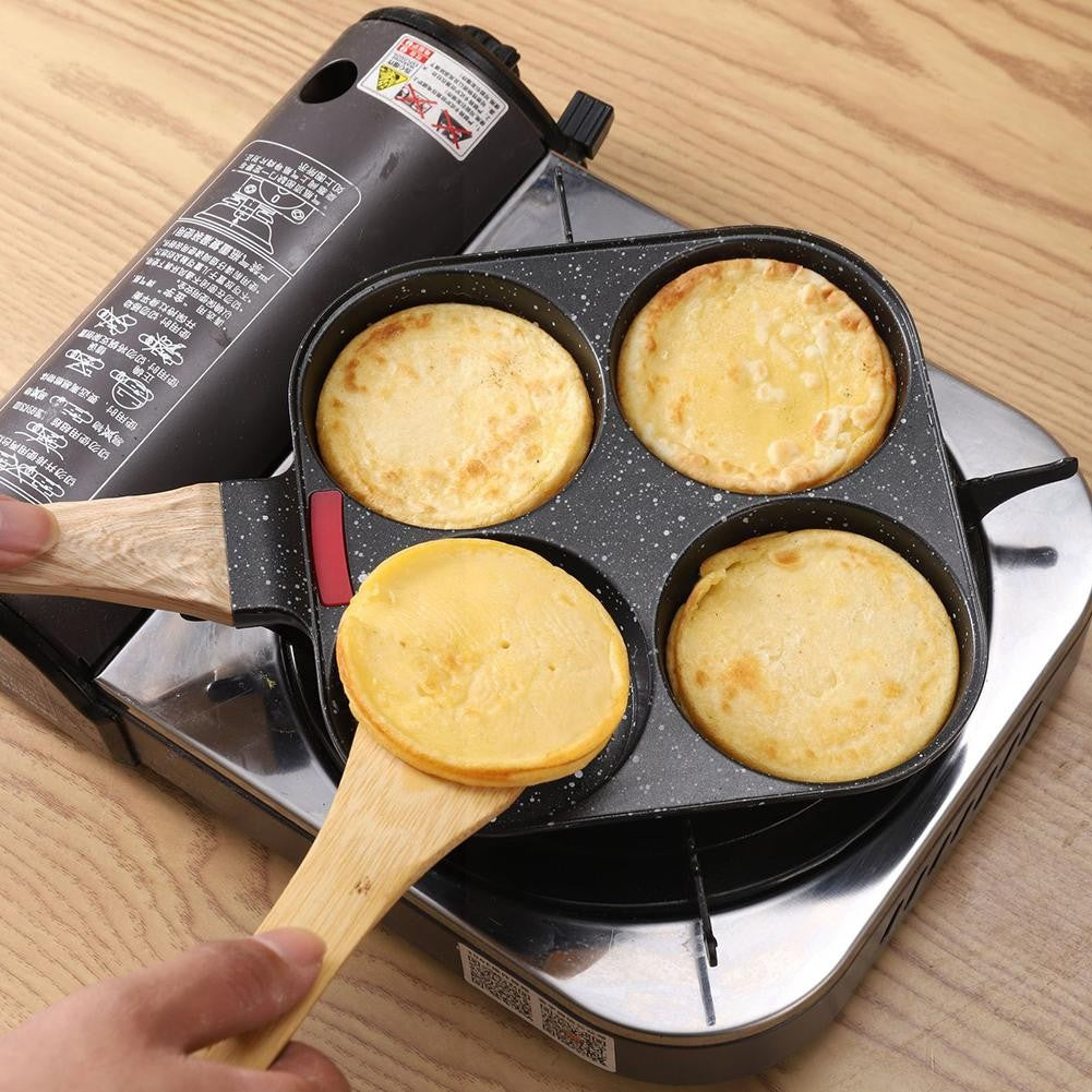 Frigideira de 4 Ovos Antiaderente para Café da Manhã, Mini Panquequeira Japonesa para Omeletes, À Prova de Ferrugem, Fritadeira para Cozinha Doméstica