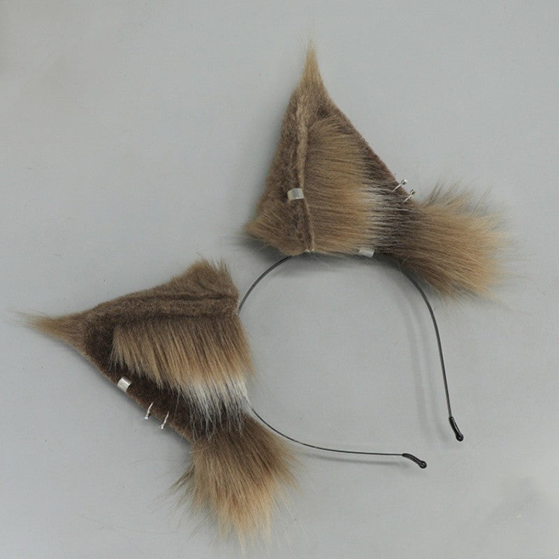 New Halloween Animal Squirrel Ears Headband Night Club Cosplay Tail Party Costume Simulation Cute Dog Tail Set