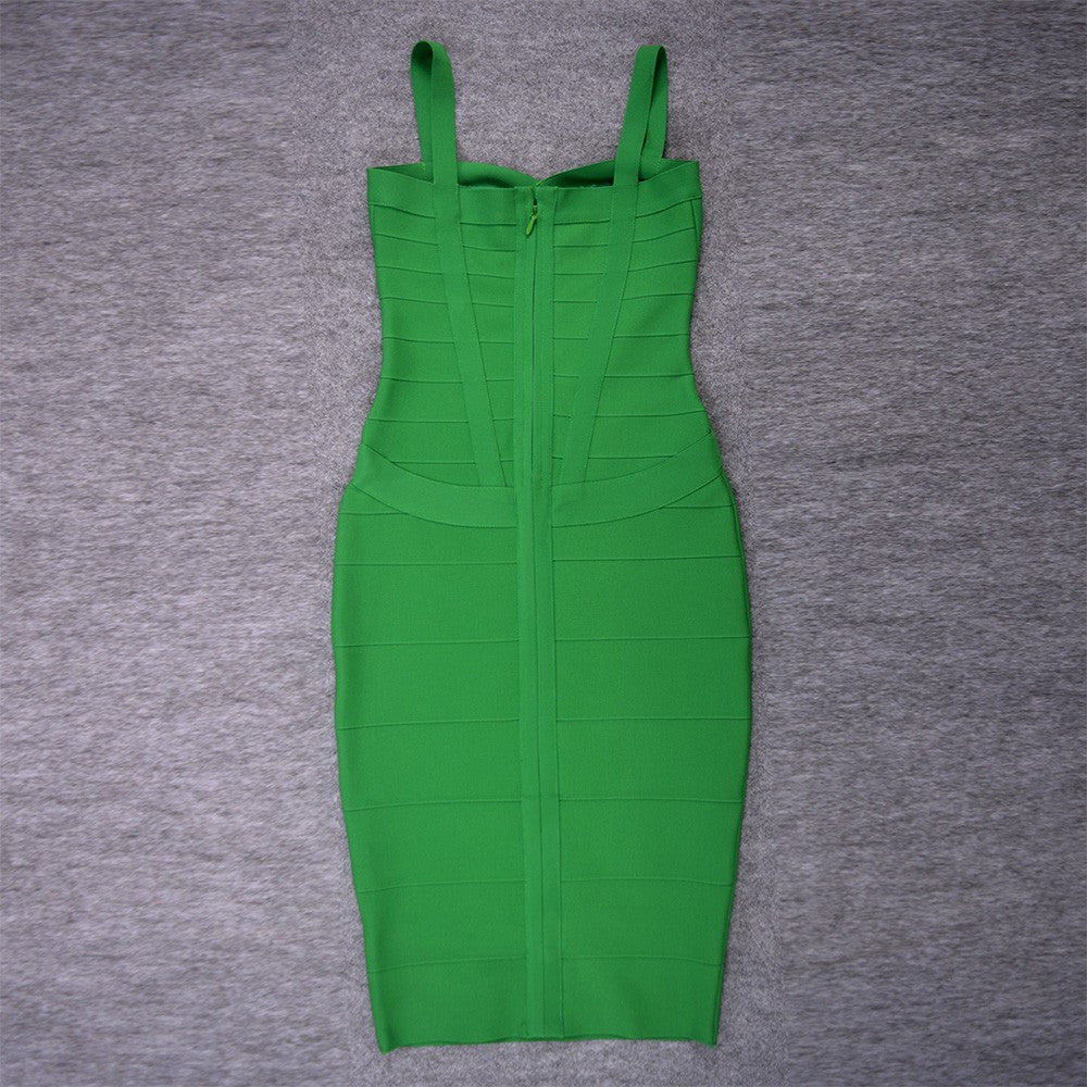 BEAUKEY Sexy Vintage Quality Evening Yellow Bandage Dress 2023 Women Summer Blue