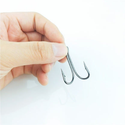 5 ou 10 un./lote, anzol duplo de pesca, aço carbono, uso durável, amarração de mosca, anzol de peixe longo e alto para isca macia, gabarito, acessórios de baixo